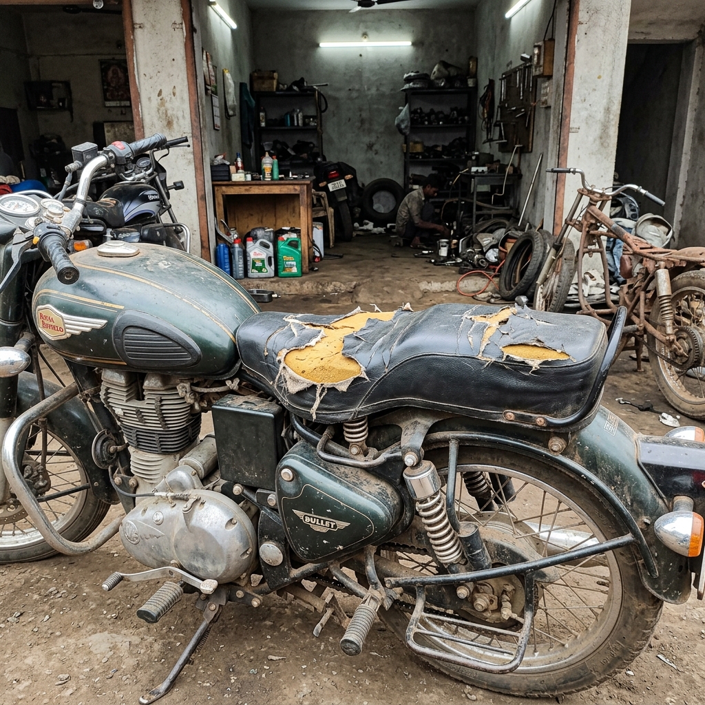 Royal Enfield Bullet — Simple Black Leatherette before