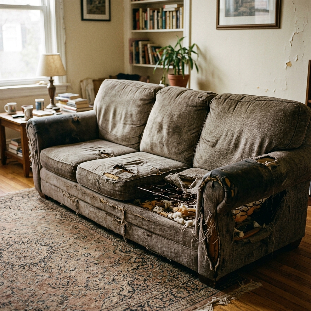 Sofa — Simple Fabric Cushion Upholstery before